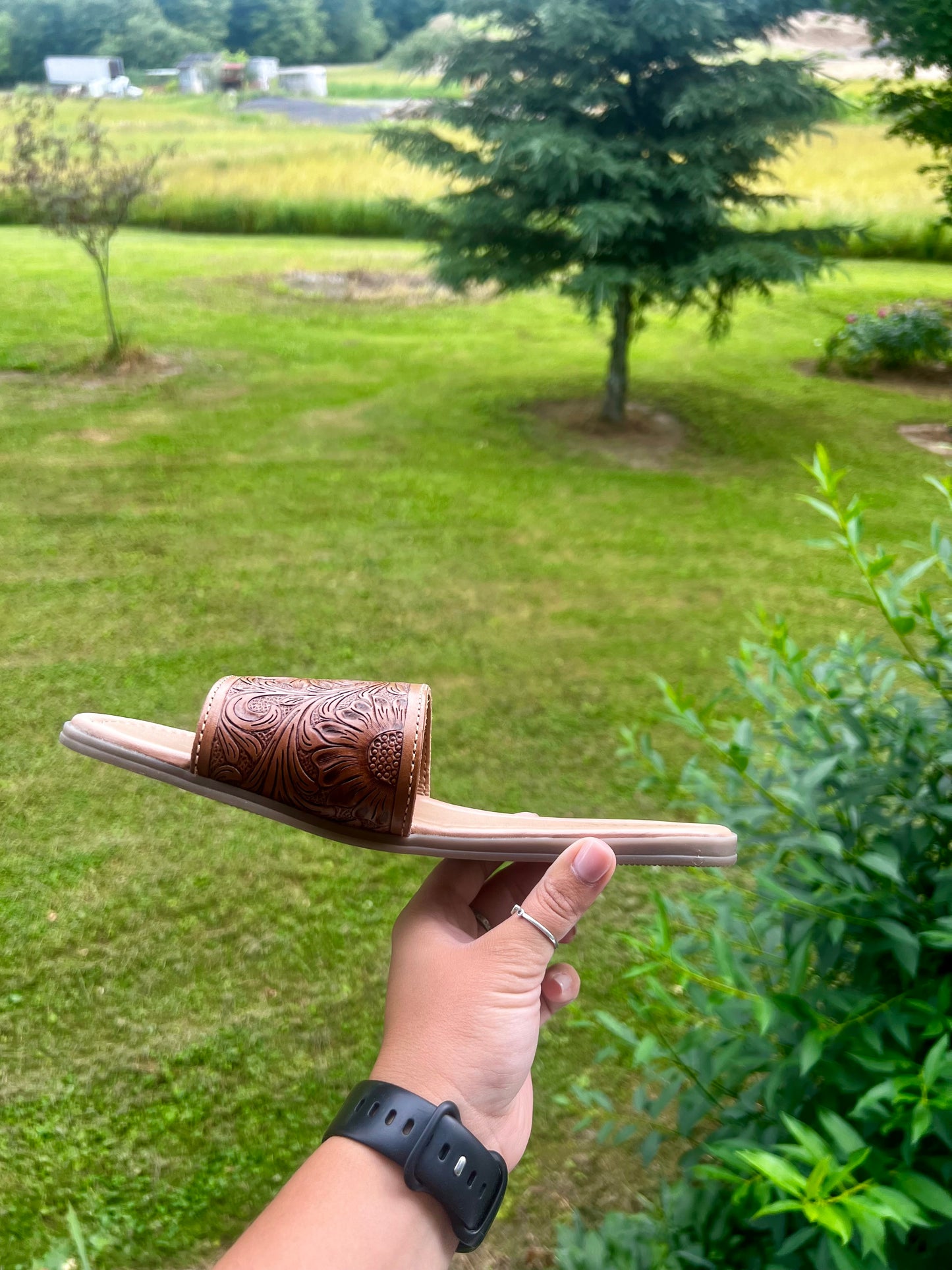 sunflower western tooled sandals