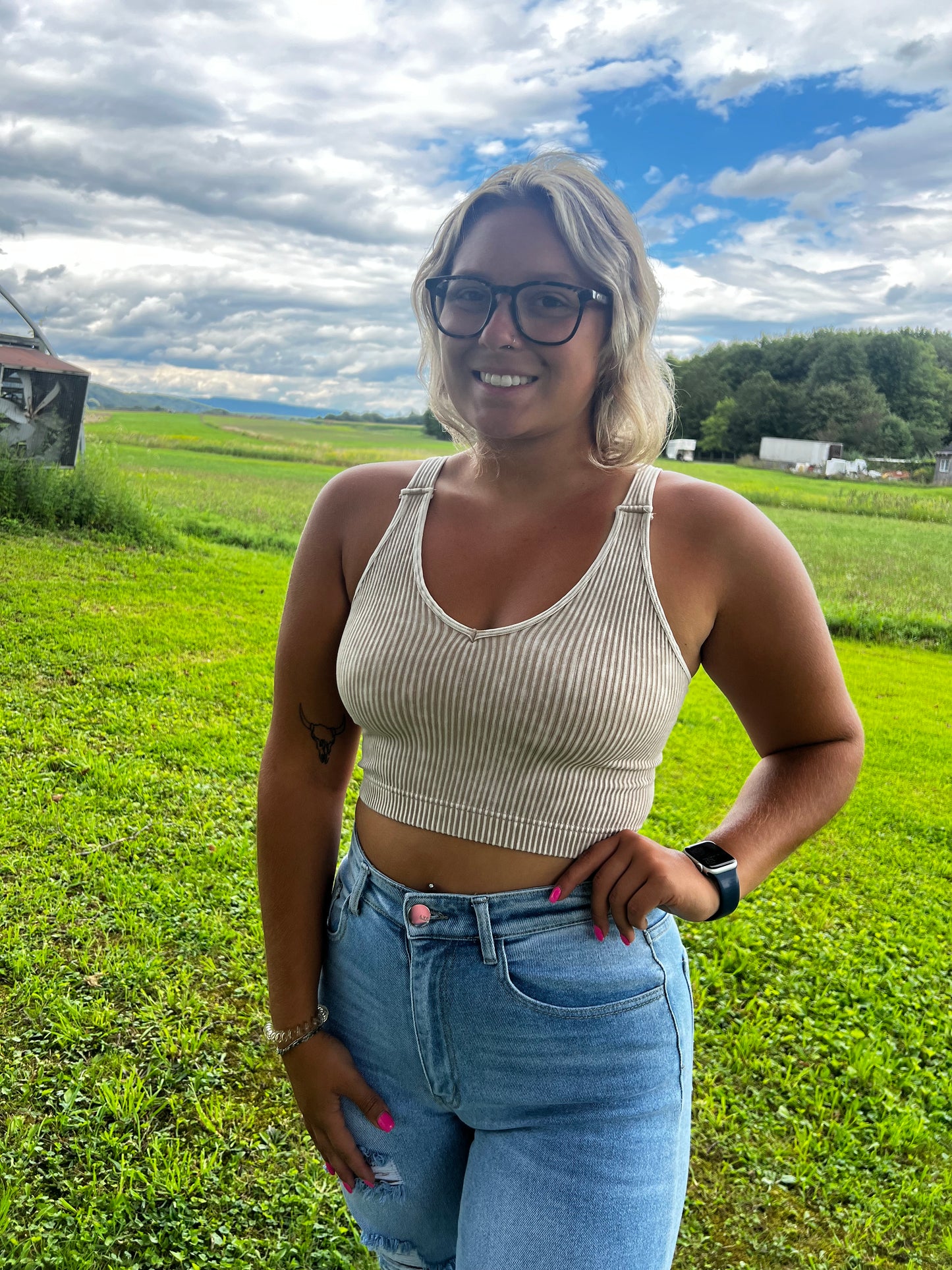 mocha v neck tank