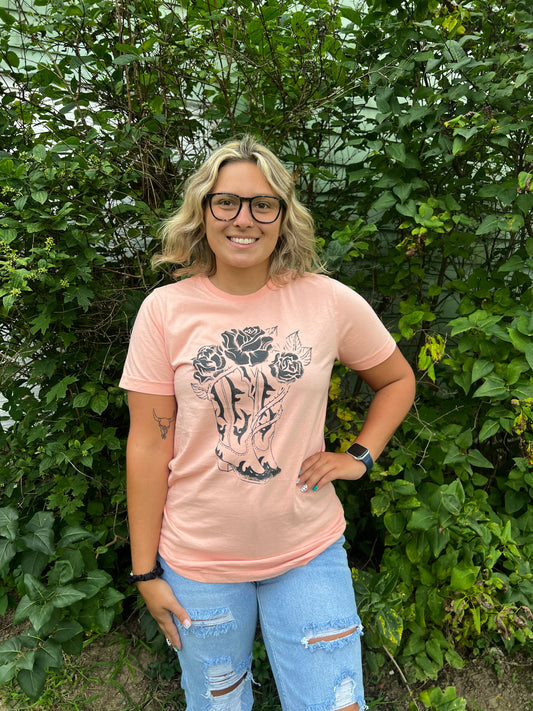 boots and roses graphic tee