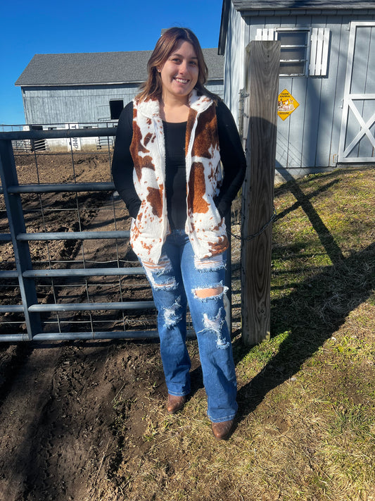 sherpa cow vest
