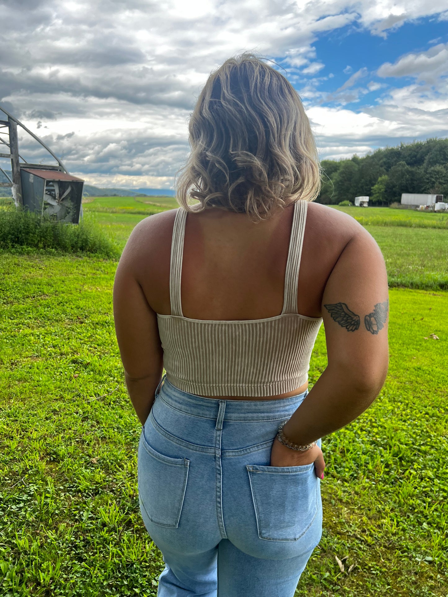 mocha v neck tank