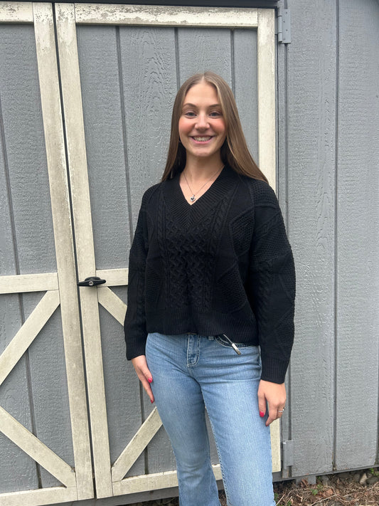 Open back knit sweater