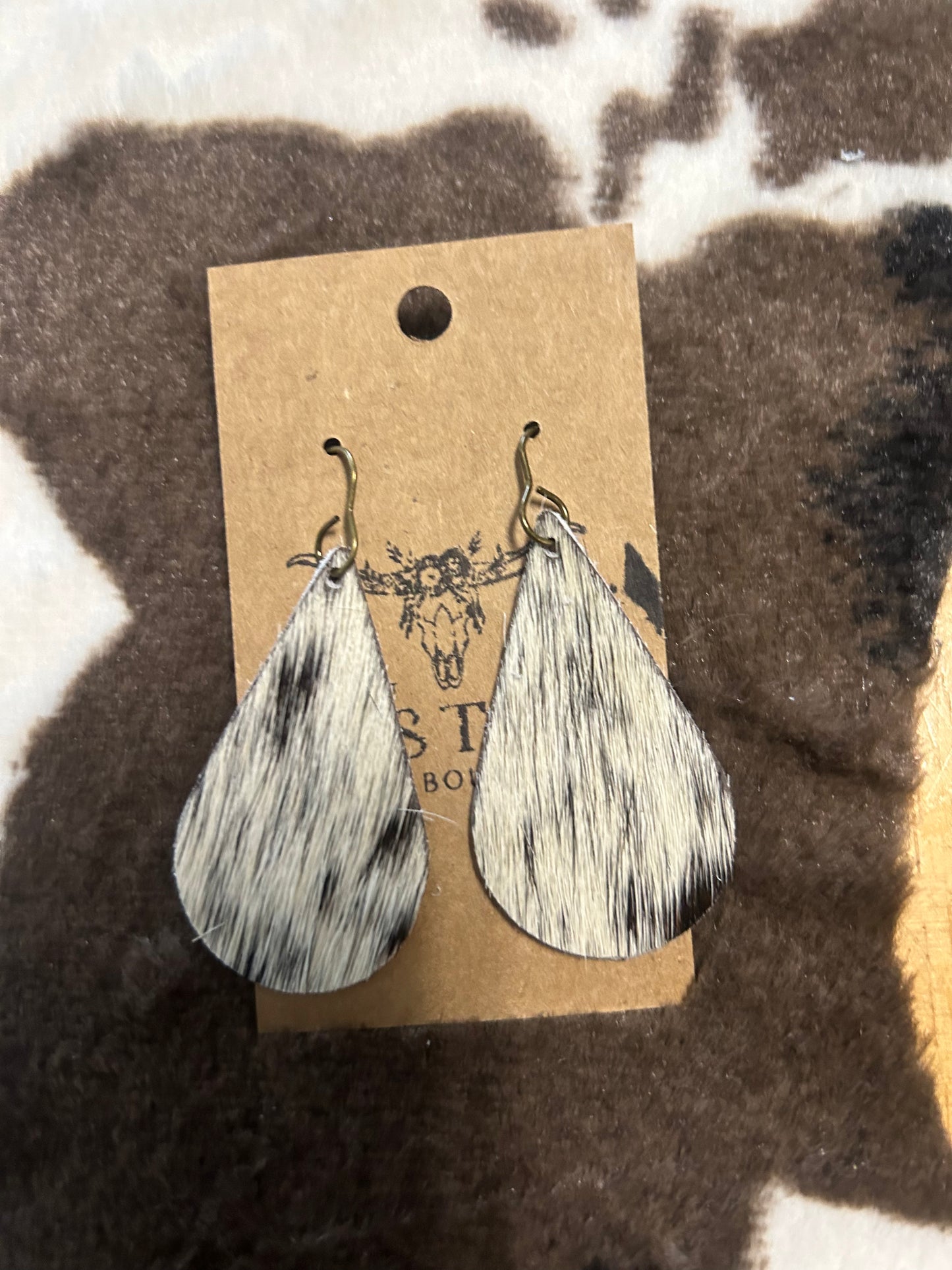 cowhide teardrop earrings
