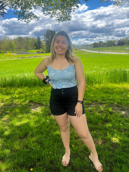 black denim vintage high waist shorts