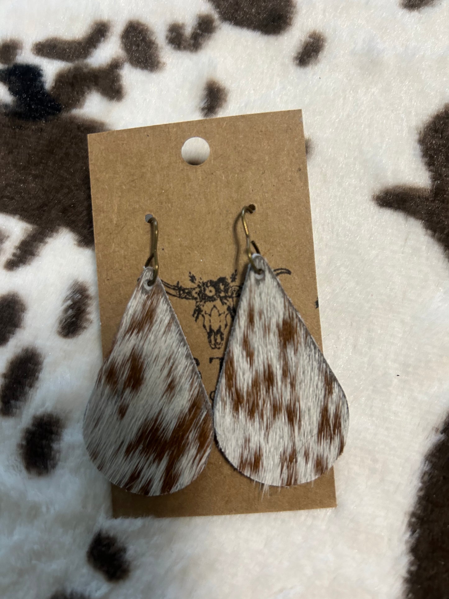 cowhide teardrop earrings