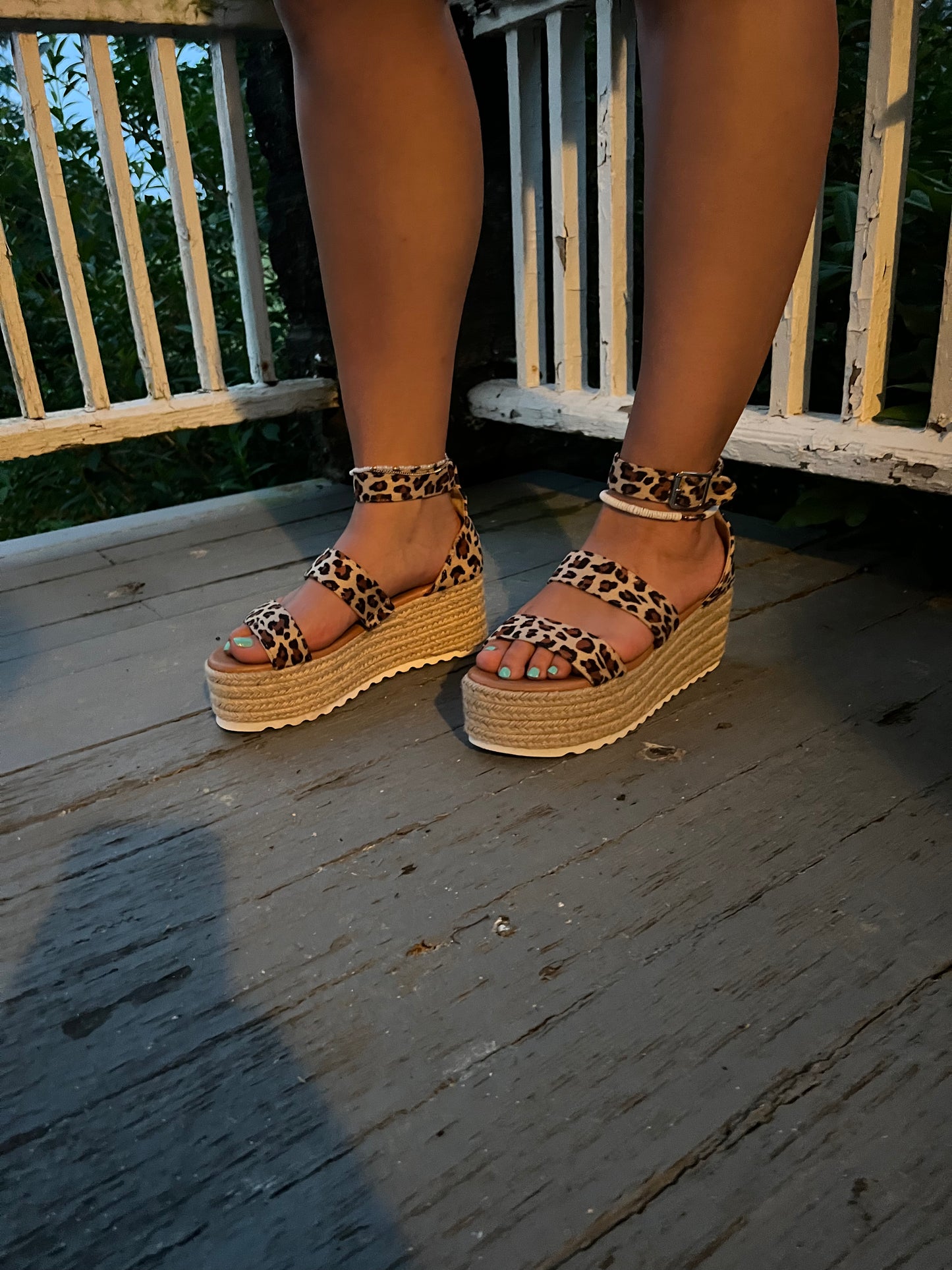 Leopard print platform sandals