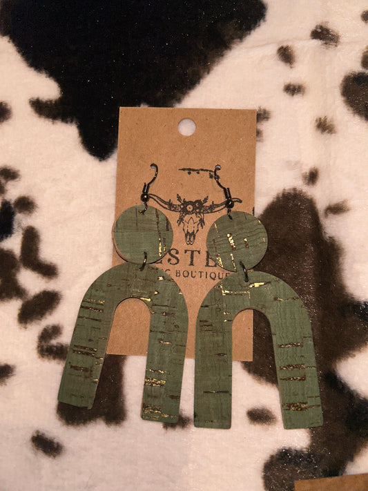 green distressed arch dangles