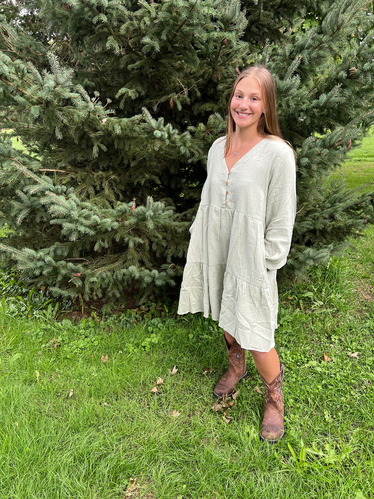 Ruffle sage dress