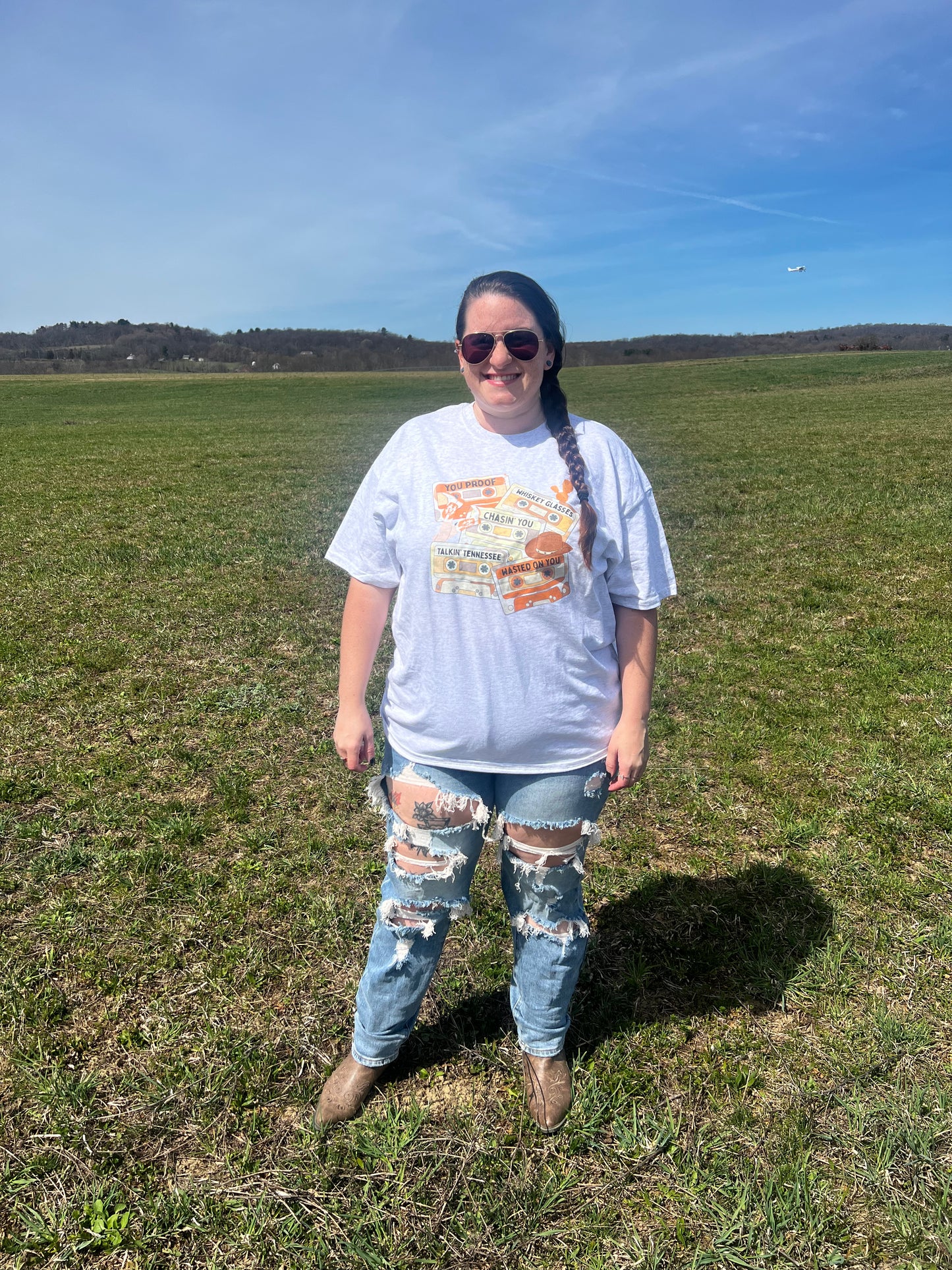PLUS size high rise destroyed jeans