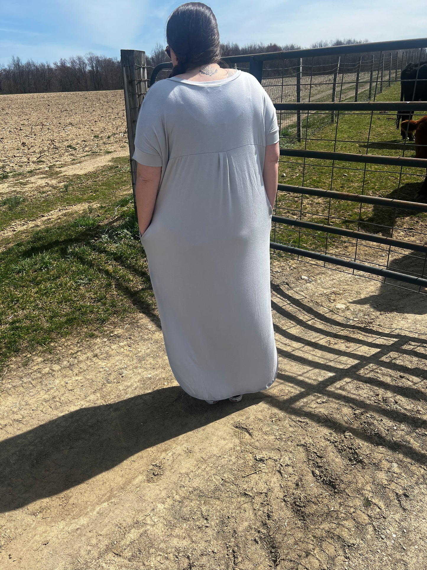 short sleeve maxi dress