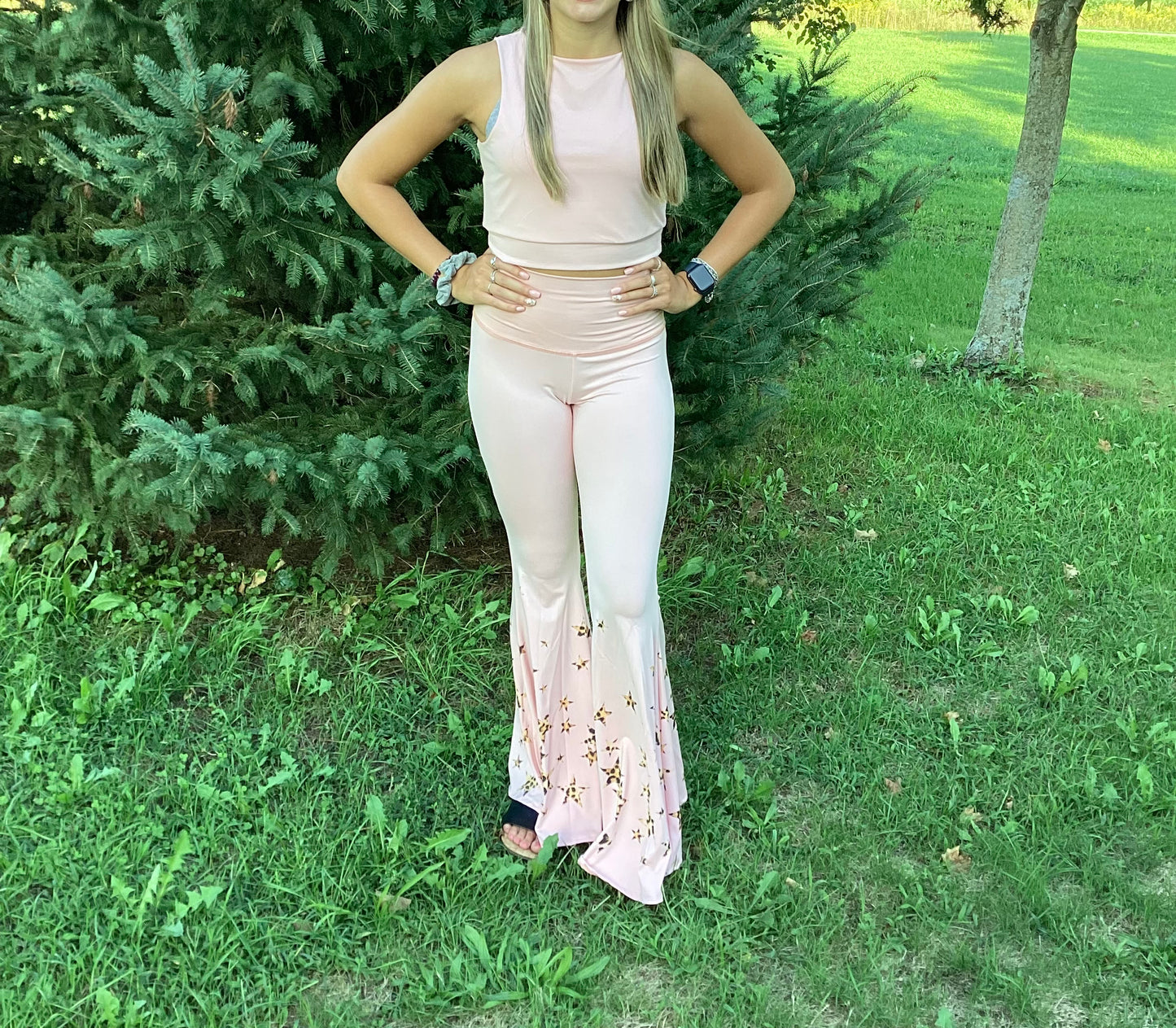 Pink leopard star yoga set