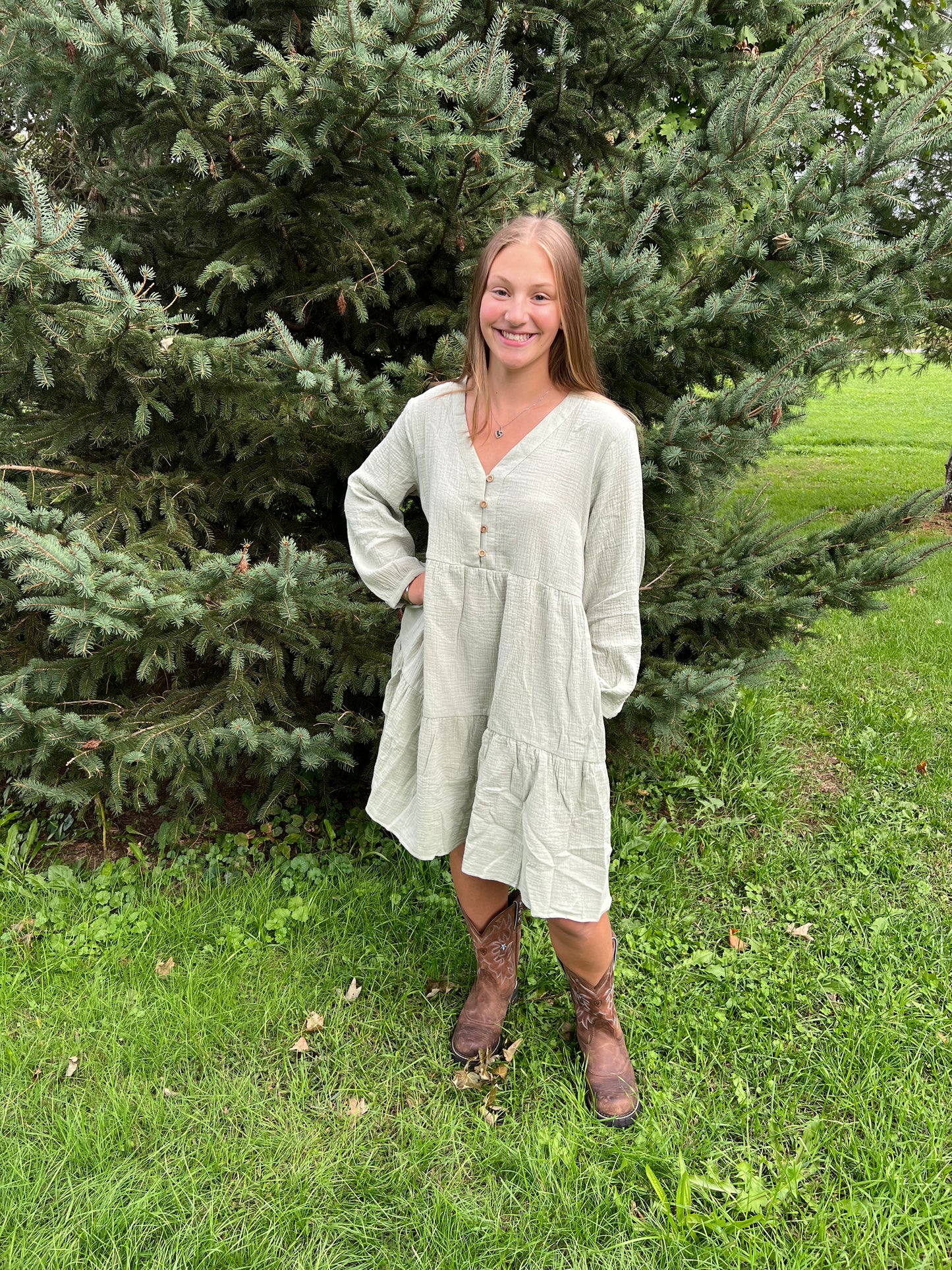 Ruffle sage dress
