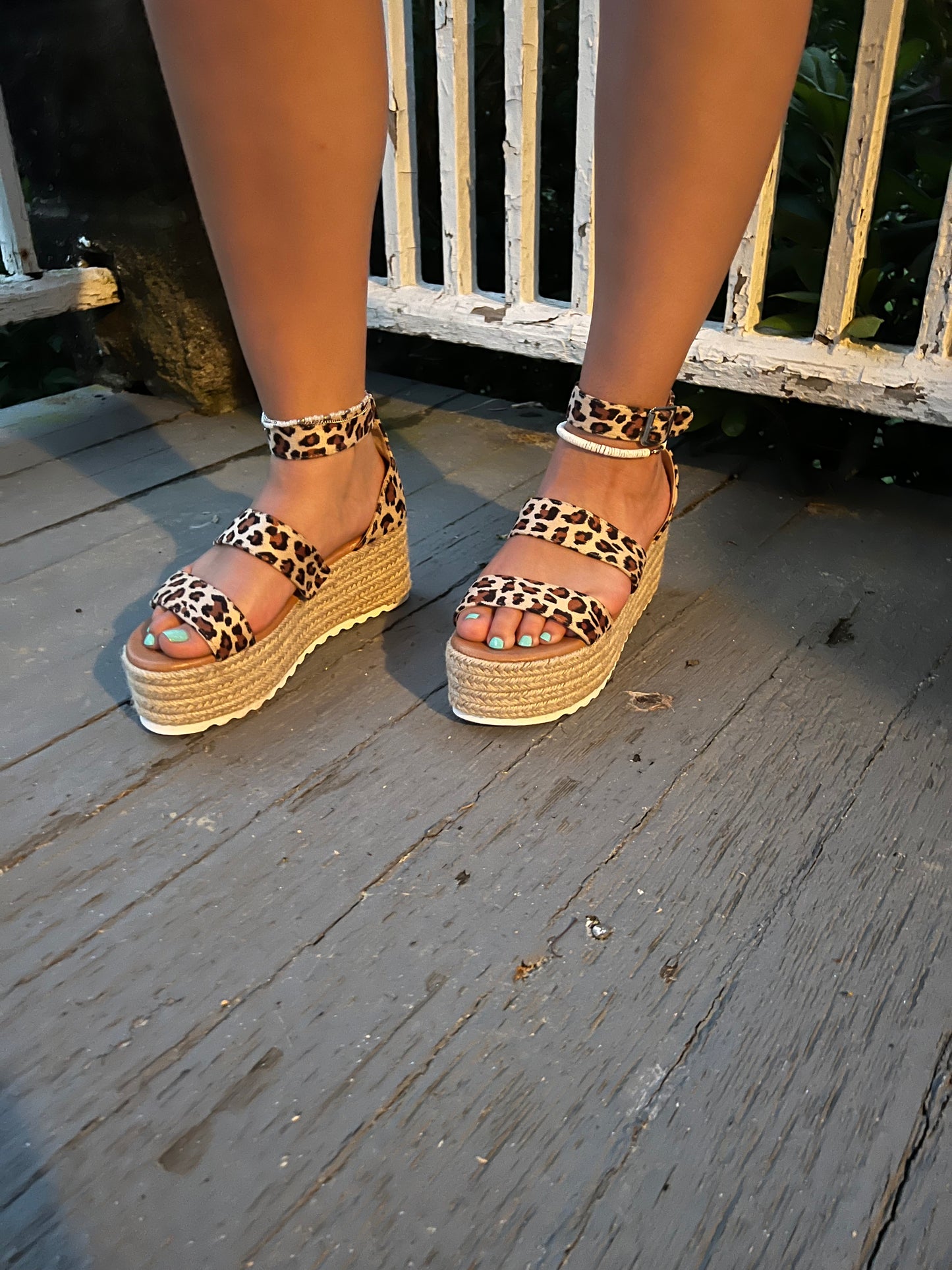 Leopard print platform sandals