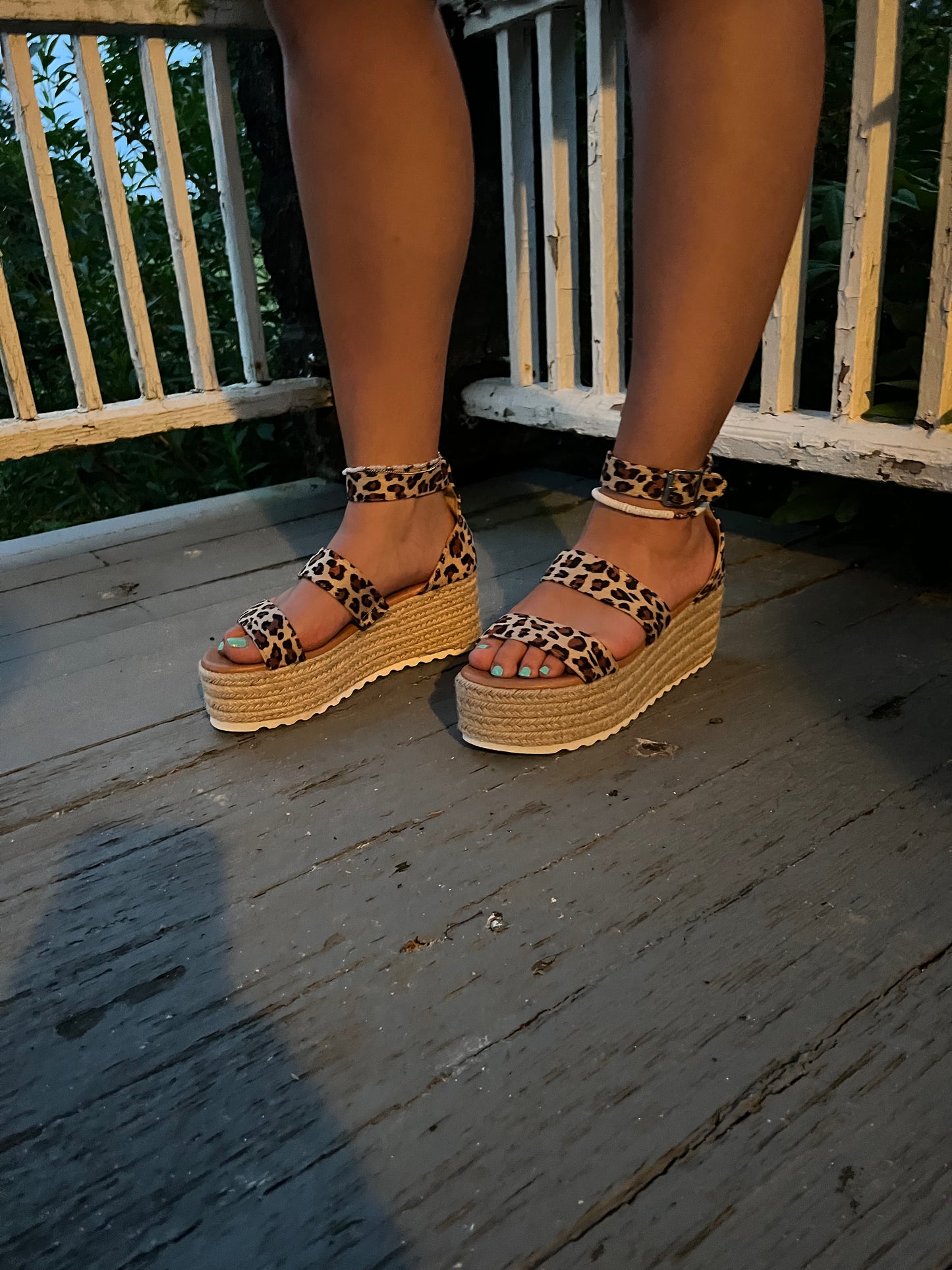 Leopard print platform sandals