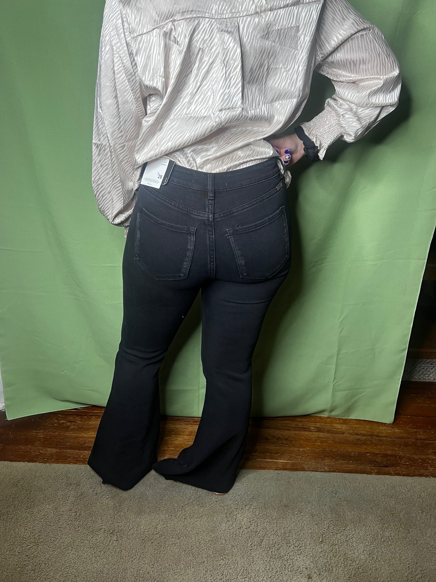 kancan black buttonfly flare jeans
