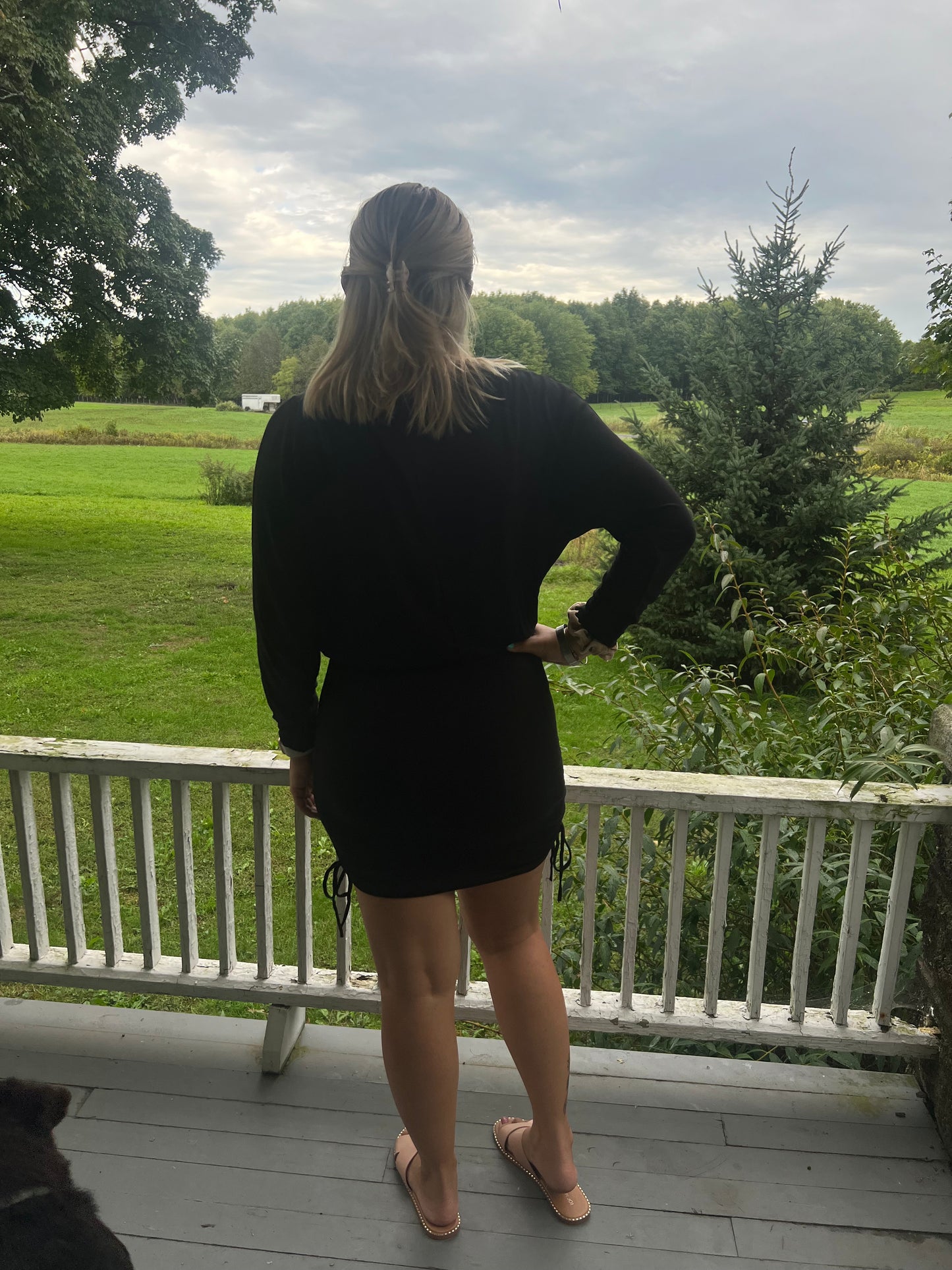 Black side ruched dress