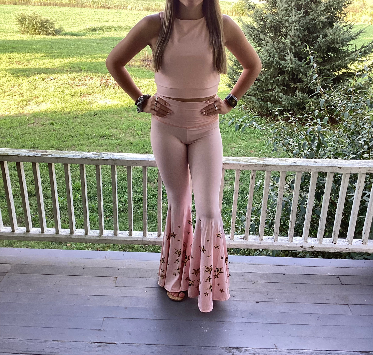 Pink leopard star yoga set