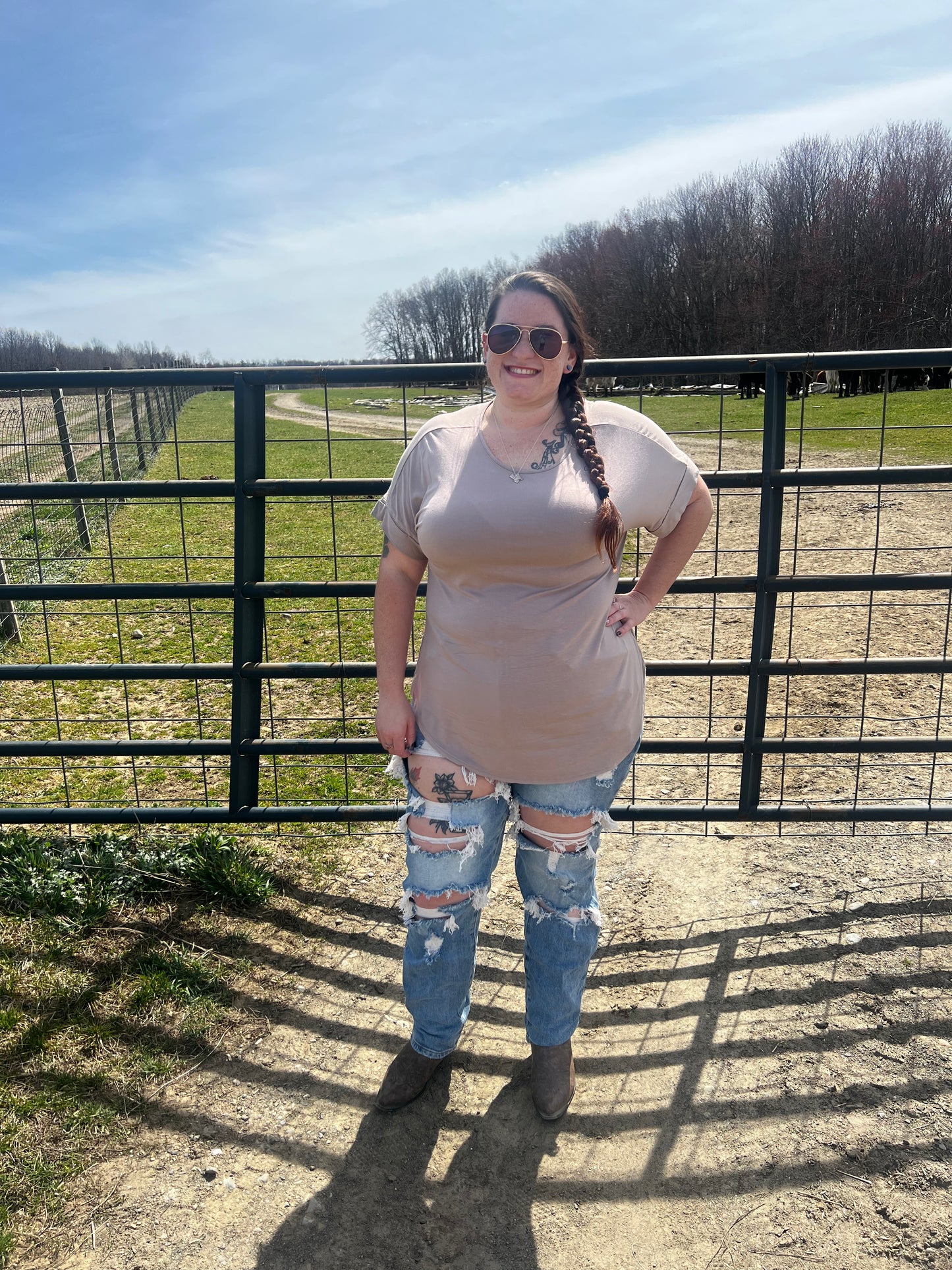 PLUS size high rise destroyed jeans