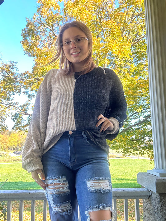 Plus size block sweater