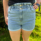 blue vintage high waisted shorts