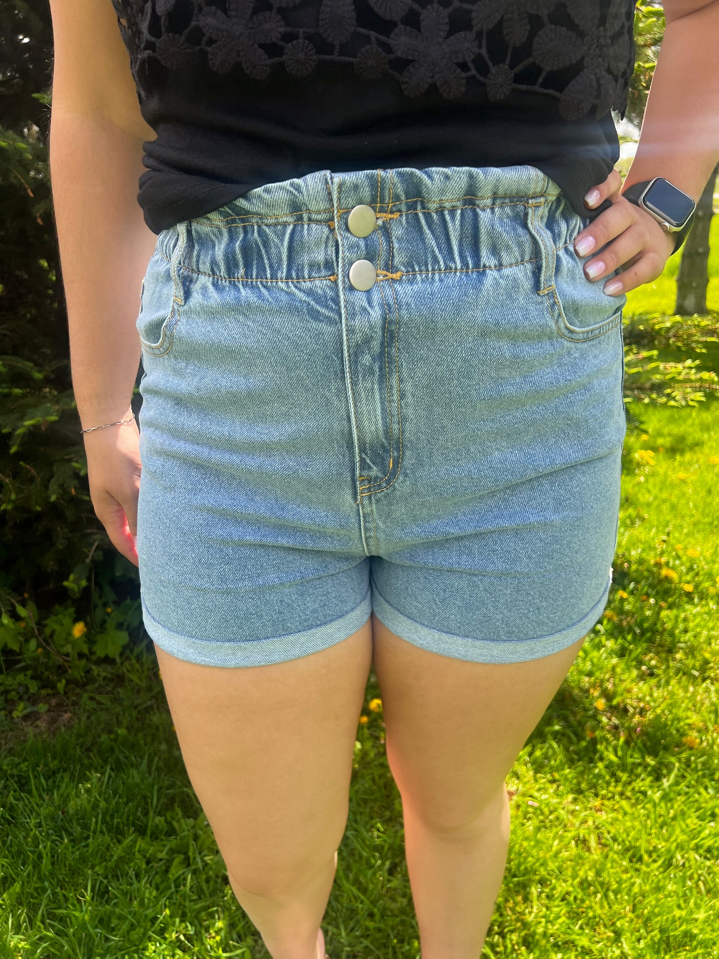 blue vintage high waisted shorts