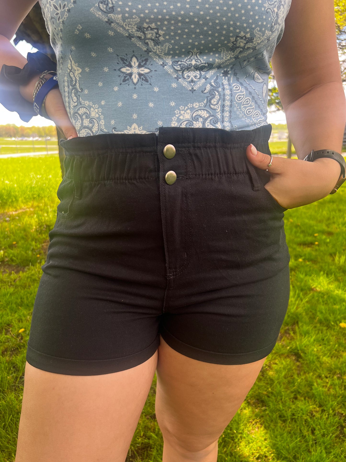 black denim vintage high waist shorts