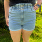 blue vintage high waisted shorts