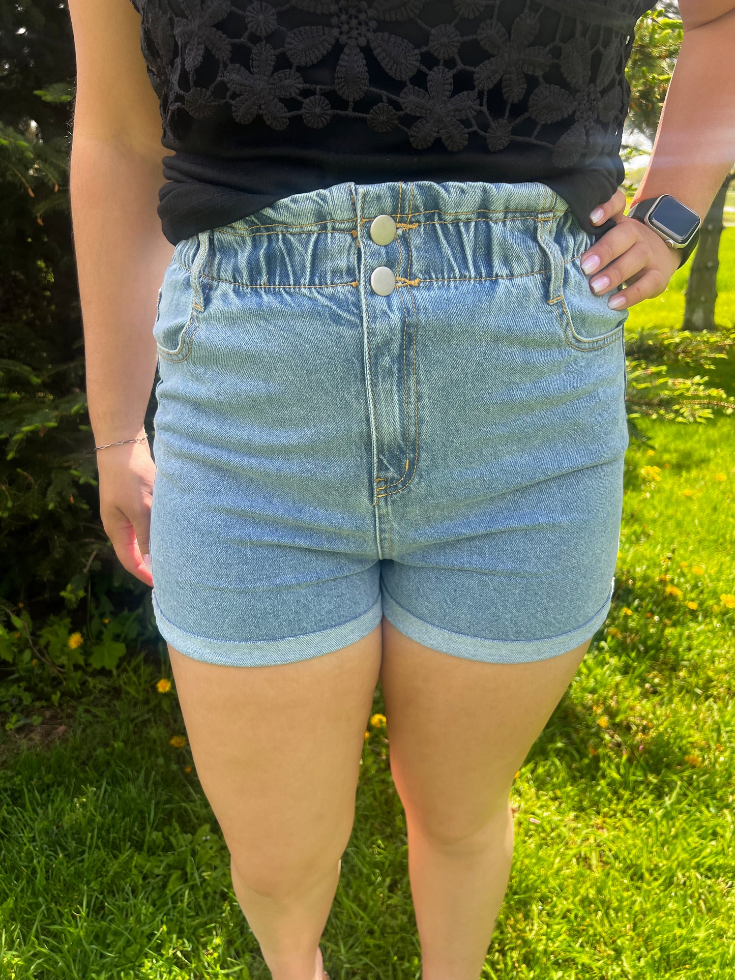 blue vintage high waisted shorts