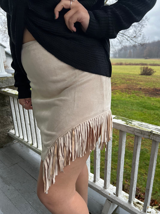 fringe mini skirt