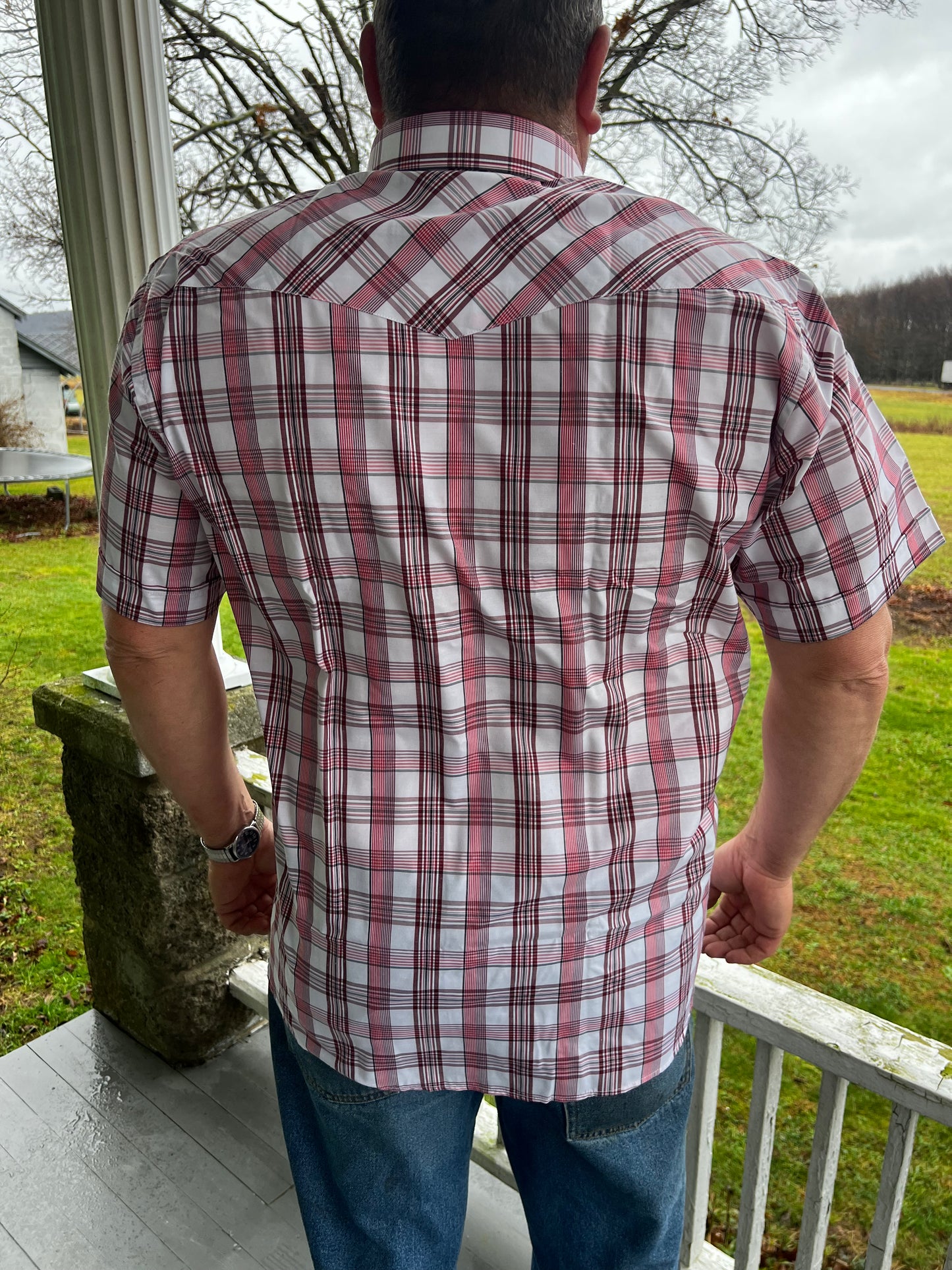 Red pearl snap 2024 shirt